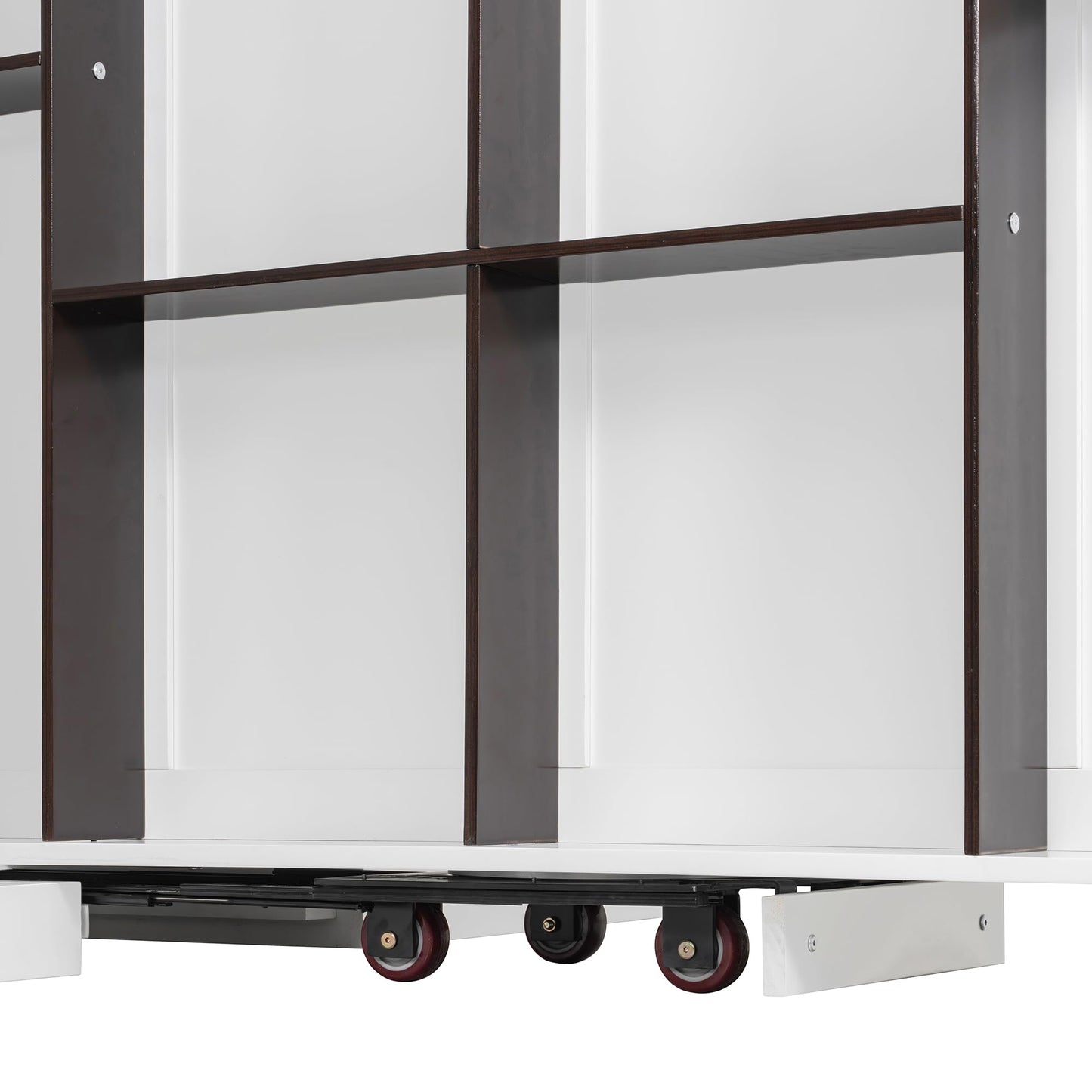Merax Rotating Queen Murphy Bed with Hidden Storage Racks, Space-Saving Multifunctional Wall Bed for Home Office & Small Rooms