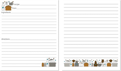 Folding Recipe Card Set: 25 Blank 3 x 5 Inch Cards for Recipe Card Box by Meadowsweet Kitchens