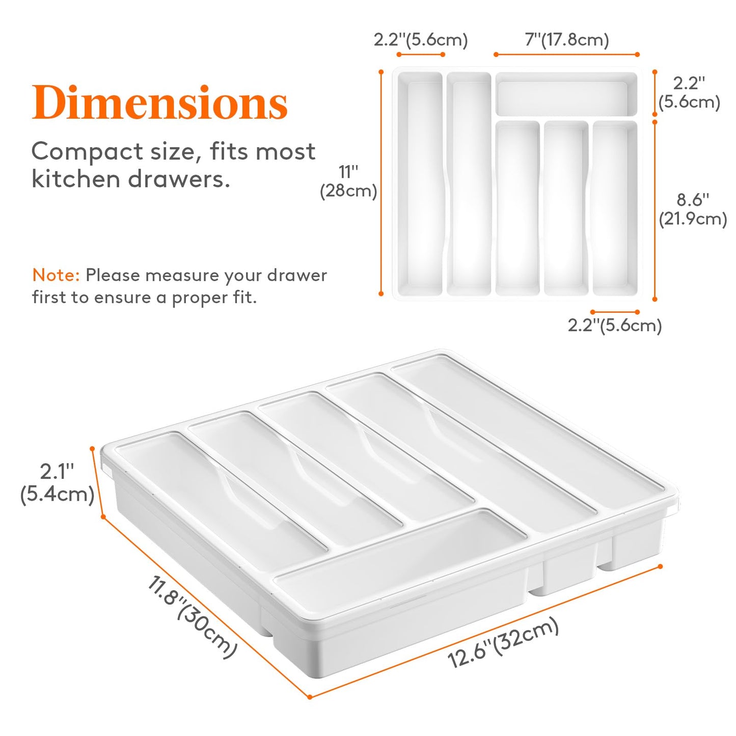 Lifewit Silverware Organizer with Lid, Covered Utensil Tray for Kitchen Drawer and Countertop, Plastic Cutlery and Flatware Storage Box for Spoons Forks Knives Holder Case, 6 Compartments, Black