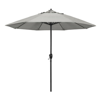 California Umbrella 12-Year Protection 9' Rd Aluminum Patio Umbrella, Crank Lift, Auto Tilt, Black Finish, Sunbrella Granite