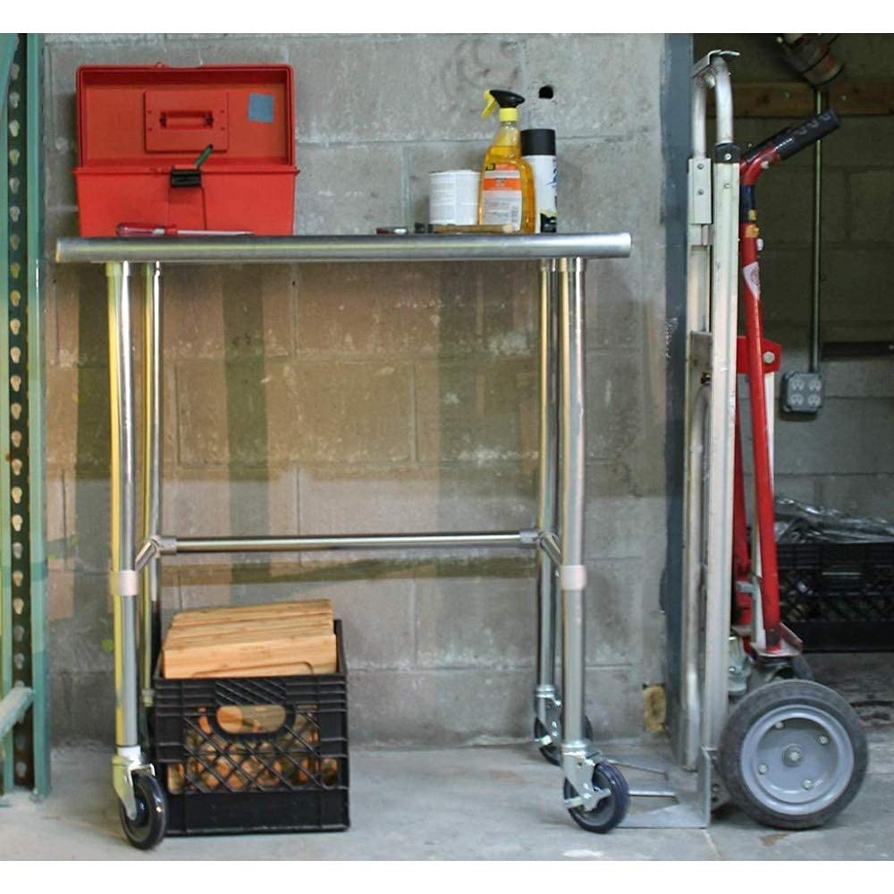 AmGood 30" X 36" Stainless Steel Work Table - with Open Base & Wheels | Food Prep | Utility Work Station | NSF Certified