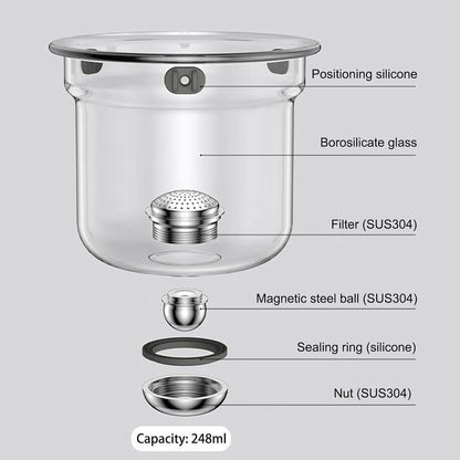 900ML Enchanti Magic Tea Pot, Water Separation Glass Teapot with Wooden Handle, Press Control Enchanti Tea Infuser