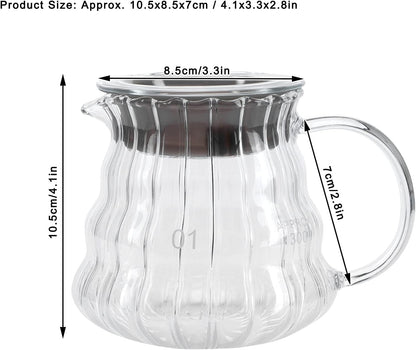Fdit High Borosilicate Glass Coffee Pot, Exquisite Kettle with Rubber Cover, Coffee Maker for Home, Hotel, Office (1#)