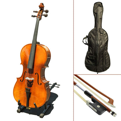 Paititi CE4009SE AVANT-GARDE Ebony Fitted Glossy Finish Solid Wood Cello with Soft Case, Brazilwood Bow, Rosin and Stopper (1/2)