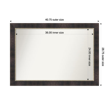 Amanti Art Bronze Bathroom Mirror for Over Sink, 29x41 Odin Antique Bronze Rectangle Vanity Mirror, Large Modern Wood Frame, Hangs Horizonally and Vertically, Bathroom Wall Decor, Non-Beveled Edge