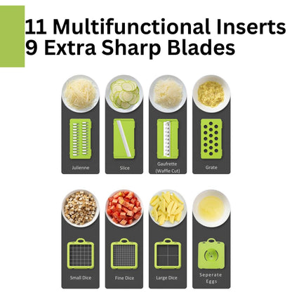 Amazin Goods All-in-One Vegetable Chopper & Prep Station - Multifunctional Food Chopper, Mandoline Slicer, Cheese Grater, Egg Separator, Built-In Cutting Board & Storage Container for Meal Prep