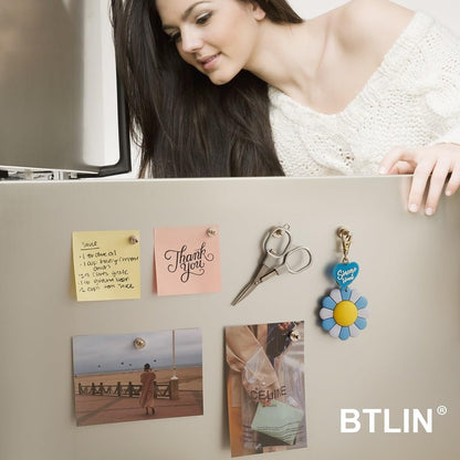BTLIN 24 Pack Small Fridge Magnets, Strong Mini Metal Magnetic Push Pins for Kitchen Refrigerator Magnetic Board Office