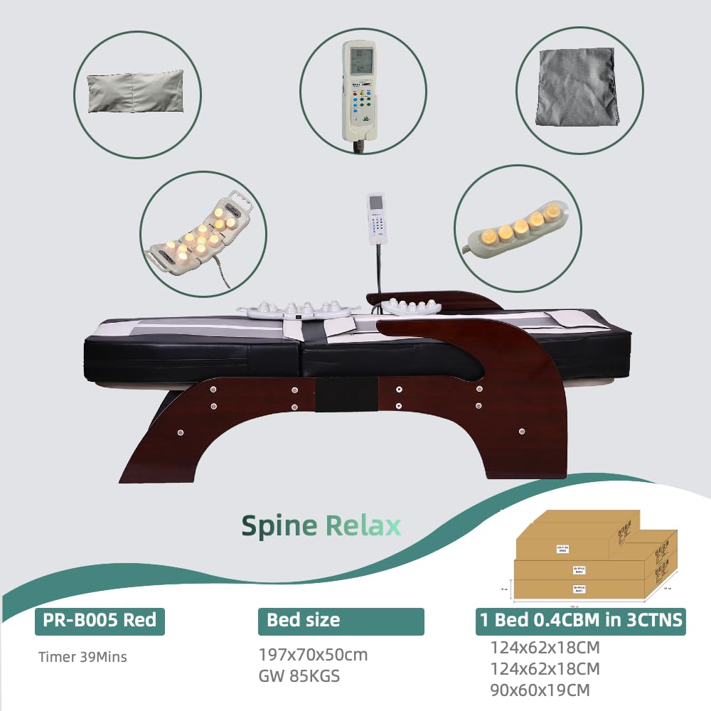 POP RELAX Far Infrared Thermal Therapy Full Body Neck Spine Leg Acupressure Electric Automatic Jade Roller Massage Bed Table -Tourmaline Jade Massage Bed