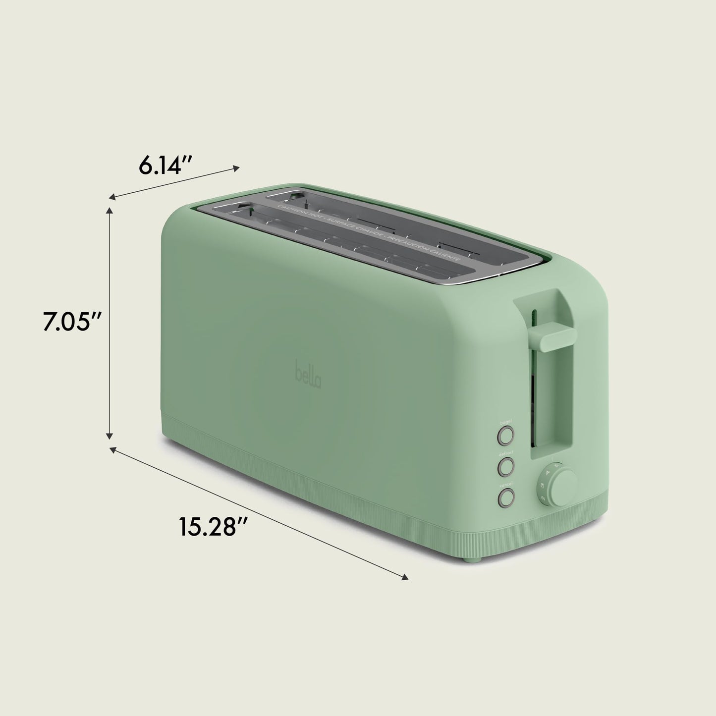 bella 2 Slice Slim Toaster, Fits-anywhere™ Kitchenware, 6 Setting Shade Control with Reheat & Cancel Buttons, Fits sourdough, 10” Long Slot, Anti Jam & Auto Shutoff, 900 Watt, Surf