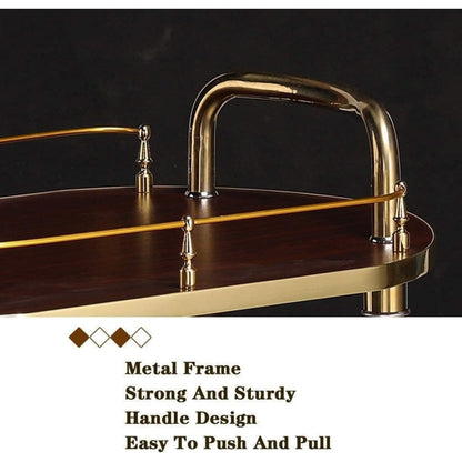 Bar Serving Cart for Hotel Luxury Restaurant, Drinks Liquor Trolley On Wheels Fully Assembled | Serving Trolley for 5 Star Hotel and Club Bar Cart Drinks Serving Tea (Gold)