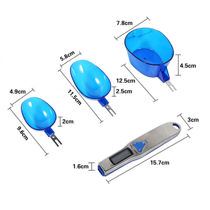 Yoidesu Digital Kitchen Scale, Electronic Gram Measuring Spoon, 500g/0.1g Blue Cute Digital Weight Scale Spoon with 3 Measuring Spoons for Portioning Milk, Tea, Flour, Spices, Medicine