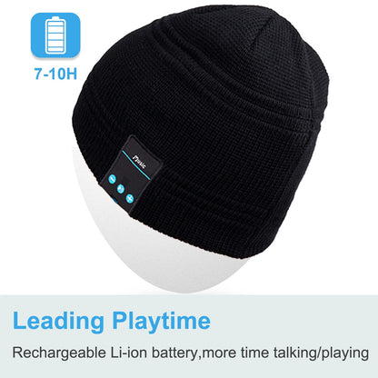 Rotibox Wireless Bluetooth Beanie Hat Cap with Musicphone Speakerphone Stereo Headphone Headset Earphone Speaker Mic for Fitness Outdoor Sports Skiing Running Skating Walking - Black