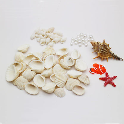 Fenzonmic DIY Wooden Photo Frame Kit – Includes Cream Glue Gun & Resin Decor (Shells, Pearls, Sea-Themed) for 4x6 Inch (10x15cm) Pictures, Creative Craft Gift for Friends, Family