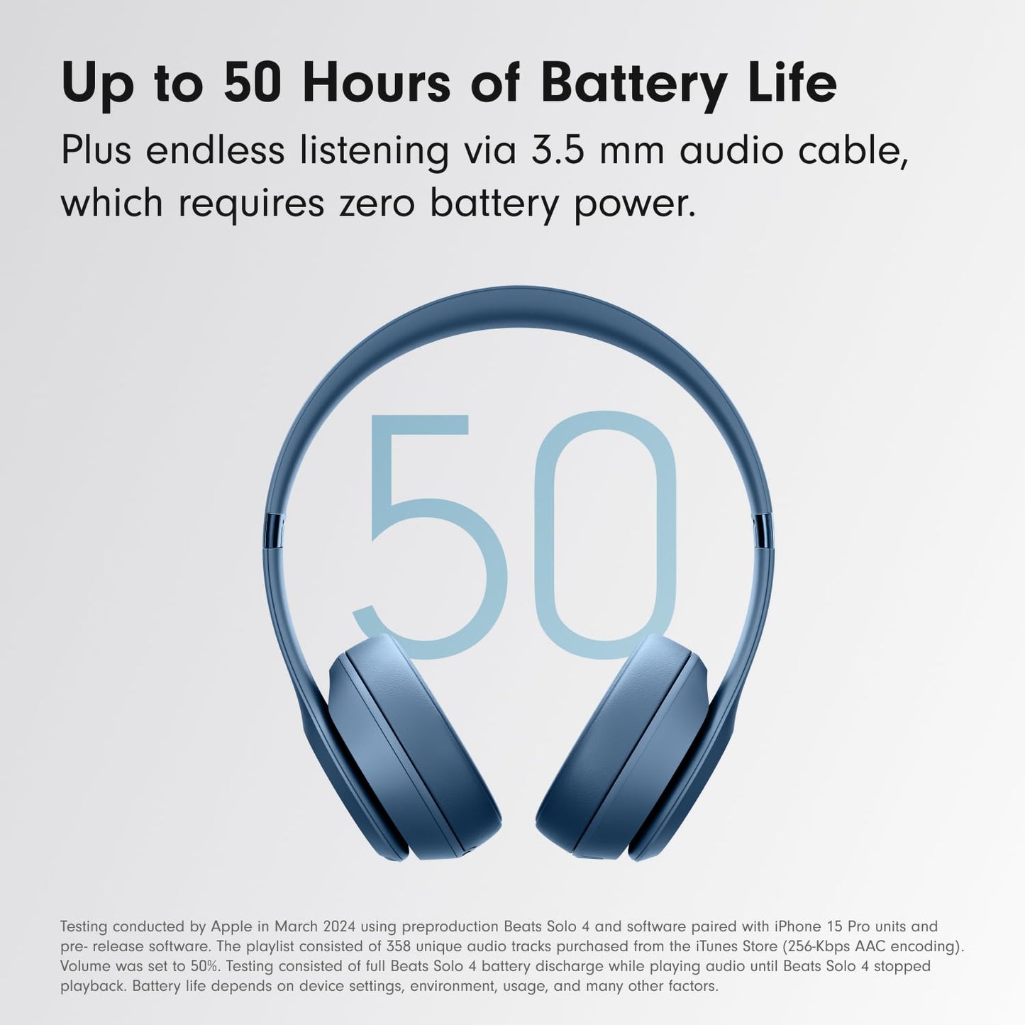Beats Solo 4 - Wireless On-Ear Bluetooth Headphones, Up to 50-Hour Battery Life, Ultra-Lightweight Comfort, Powerful and Balanced Sound, Apple & Android Compatible - Slate Blue