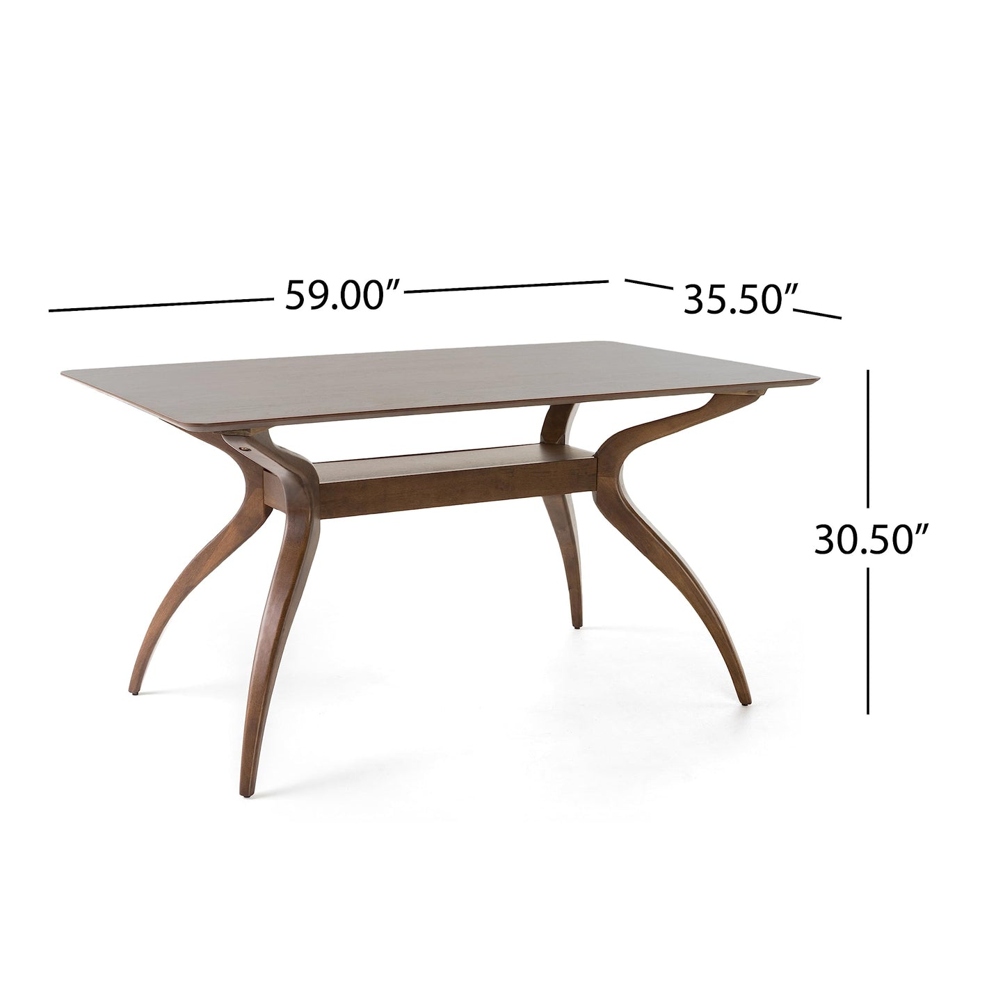 Christopher Knight Home Idalia Curved Leg Rectangular Dining Set, 5-Pcs Set, Natural Walnut / Mint