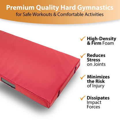 Foamma Gymnastics Mat - 4" x 4 ft x 8 ft, Red Landing Mat for Kids and Adults, Wrestling Mat with Waterproof Cover, High-Density Tumbling Mat, Gymnastics Equipment for Indoor and Outdoor