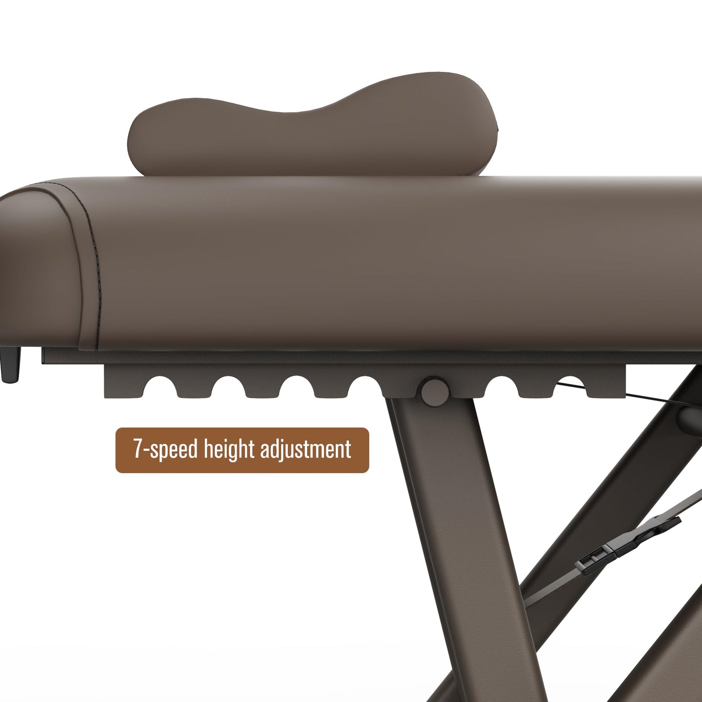 pouseayar Adjustable Massage Table with Face Pillow & Headrest, Sturdy and Solid, Silent and Easy to Adjust - Fixed Backrest, Brown
