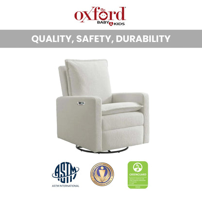 Oxford Baby Uptown Upholstered Glider Recliner Rocking Chair 360° Swivel for Nursery and Living Room - Boucle White