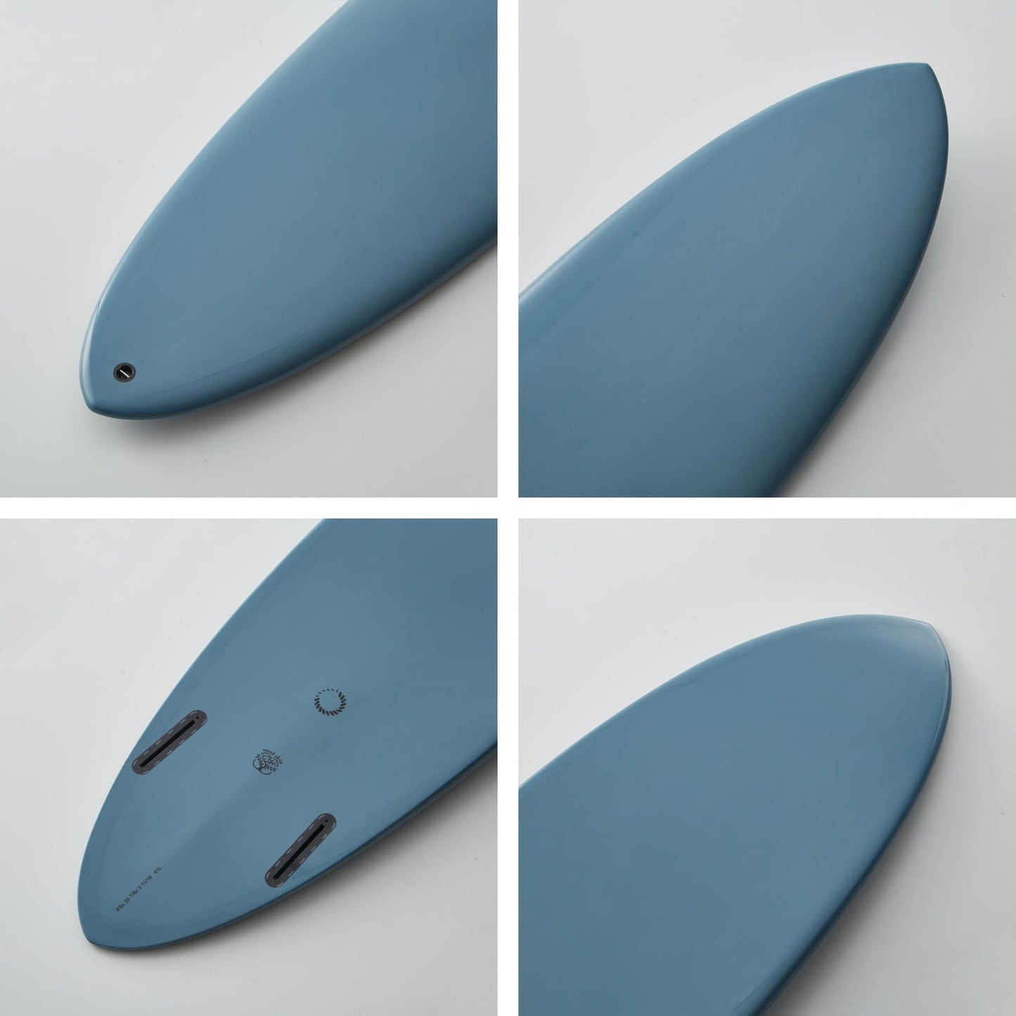 nanazero Wood Skin Surfboard Mid Length MID02 Twin 6'8" Graysh Blue, Durable and Light-Weight Structure, Twin Pin