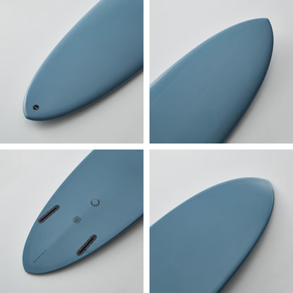 nanazero Wood Skin Surfboard Mid Length MID02 Twin 6'8" Graysh Blue, Durable and Light-Weight Structure, Twin Pin