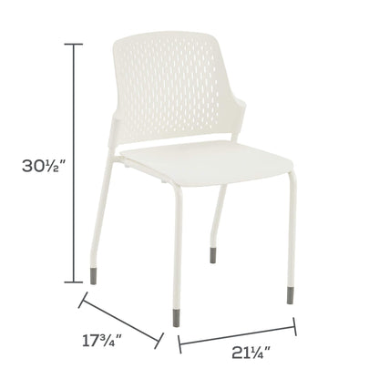 Safco Products Next Stacking Chairs, (Qty. 4), White, 20.1" D x 19.75" W x 32.25" H