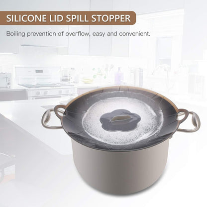 Silicone Spill Stopper Lid, Anti Spill Lid Cover, Multi-Function Kitchen Cooking Tool for Pots
