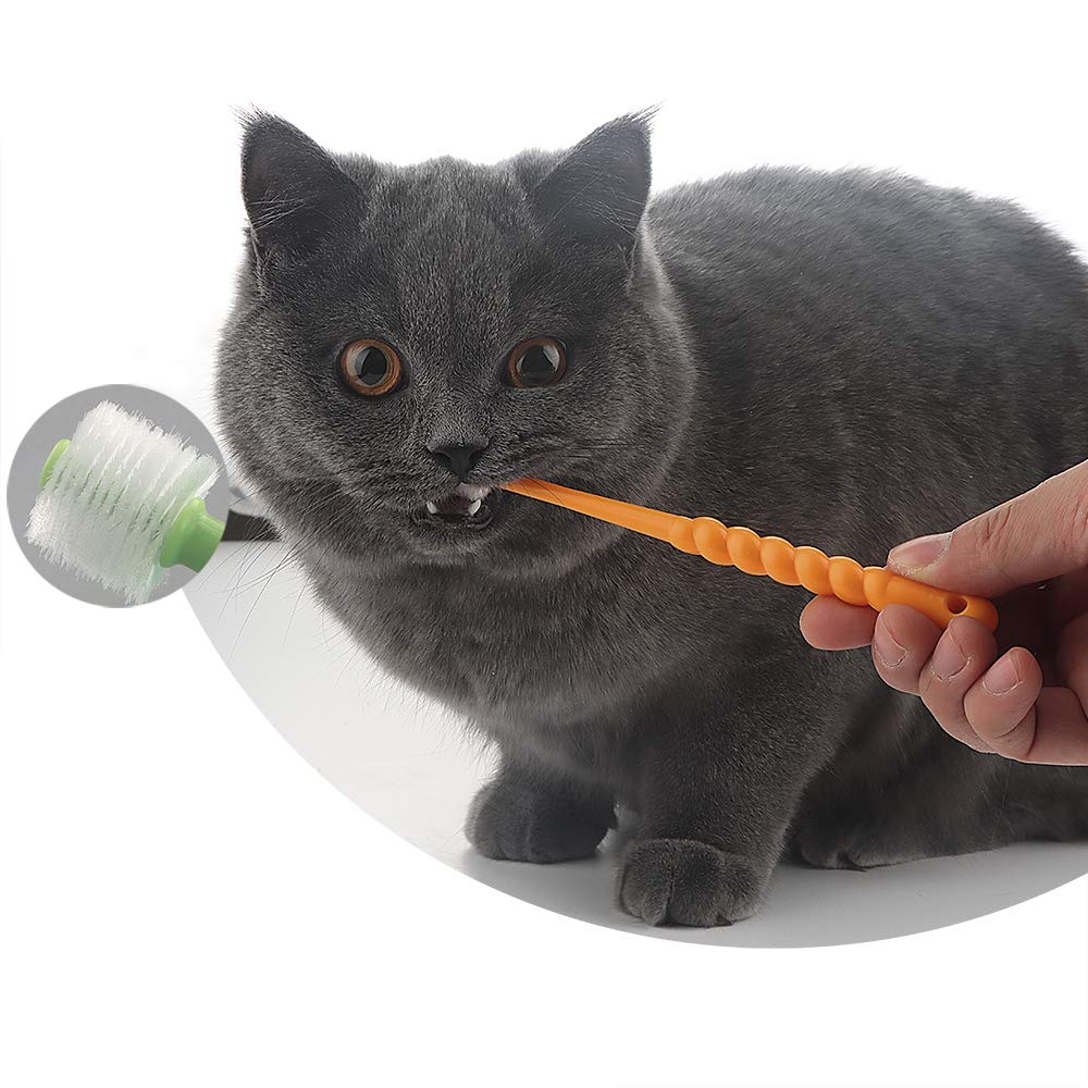 VTurboWay 2 Pack 360-Degree Pet Toothbrush for Puppy, Small Dog and Cat, Colors May Vary