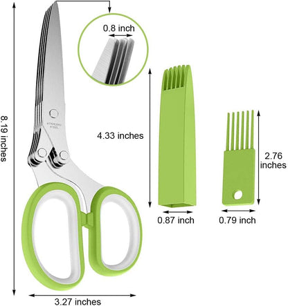 Scissors Herb Stripper Tools Kit, 5-Blades Stainless Steel Scissors with Kitchen Herb Stripping Tool