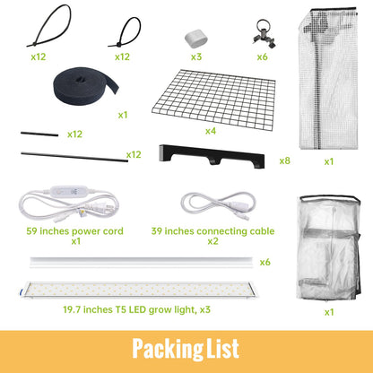 SpeePlant Indoor Greenhouse with Grow Light, 4-Tier Plant Stand with Zippered PVC Tent, Ventilation Window, Bottom Pouch, 20W Full Spectrum Plant Light with Timer for Seed Starting, 27"L x 19"W x 59"H