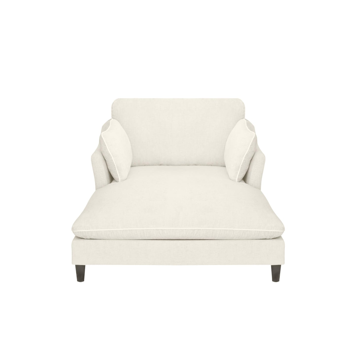 Merax Boneless Chaise Lounge Chair Indoor, 51.2" Modern Oversized Chaise Lounge Reading Chairs with 2 Pillows, Comfy Chenille Sleeper Sofa Couch for Living Room Bedroom Apartment, Beige