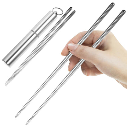 TOYANDONA Portable Folding Chopsticks Set with Storage Case 304 Stainless Steel Travel Cutlery for Outdoor Office Lunch Lightweight and Kitchen Tableware