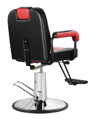 Funnylife Black&Red Vintage Reclining Hydraulic Salon Beauty Chair with Oil Pump Heavy Duty Beauty Salon Barber Swivel Chairs Hair Cutting Salon Equipment