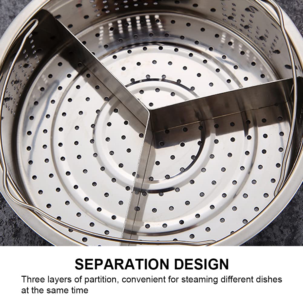 Steam Baskets with Egg Steam Rack, Food Grade Stainless Steel Steam-Holder Tray Trio Separator Set, Cooking Accessories for Vegetable, Fish, Meat Compatible with Instant Pot, Electric Pressure Cooker