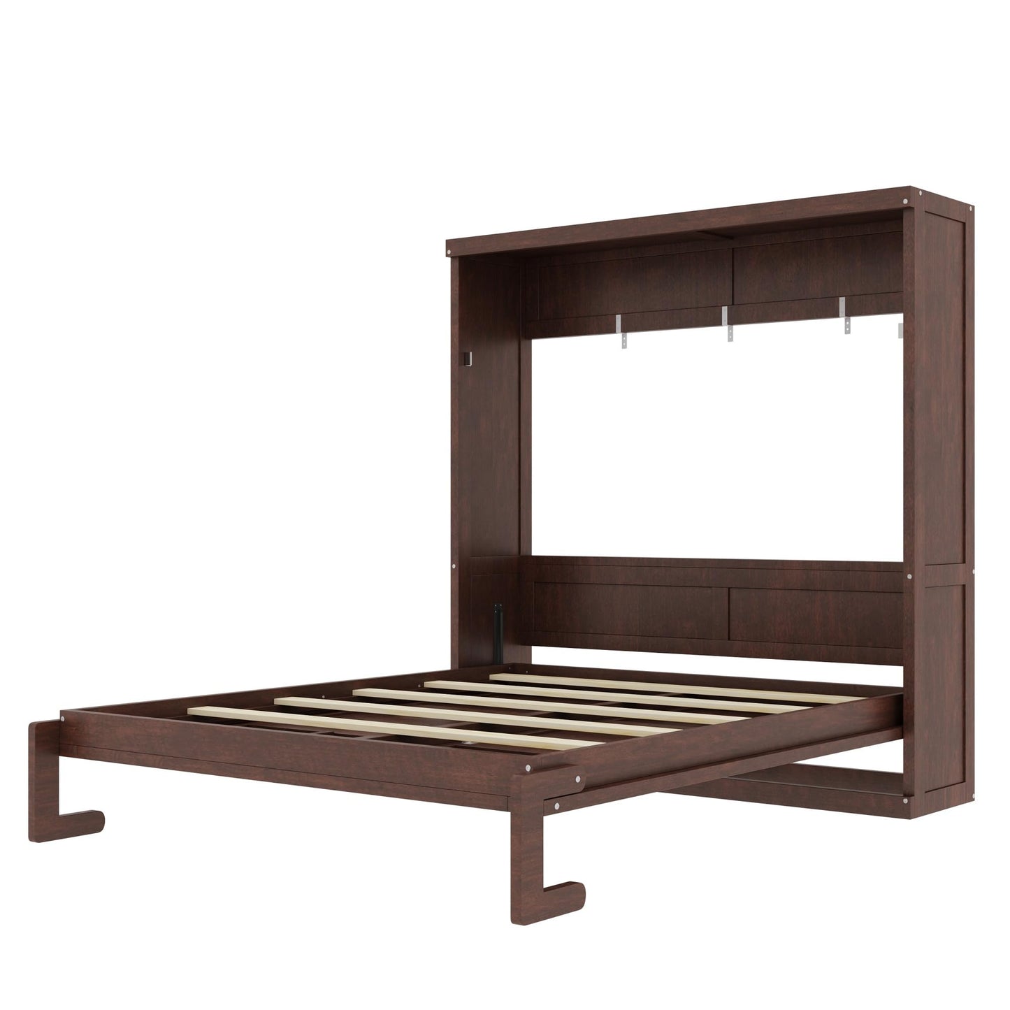 Full Murphy Bed Space-Saving Wall Bed, can be Folded into a Cabinet Bed for Multipurpose Guest Room or Home Office, Espresso