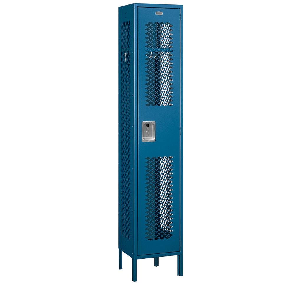 Salsbury Industries Assembled 1-Tier Extra Wide Vented Metal Locker with One Wide Storage Unit, 6-Feet High by 15-Inch Deep, Blue