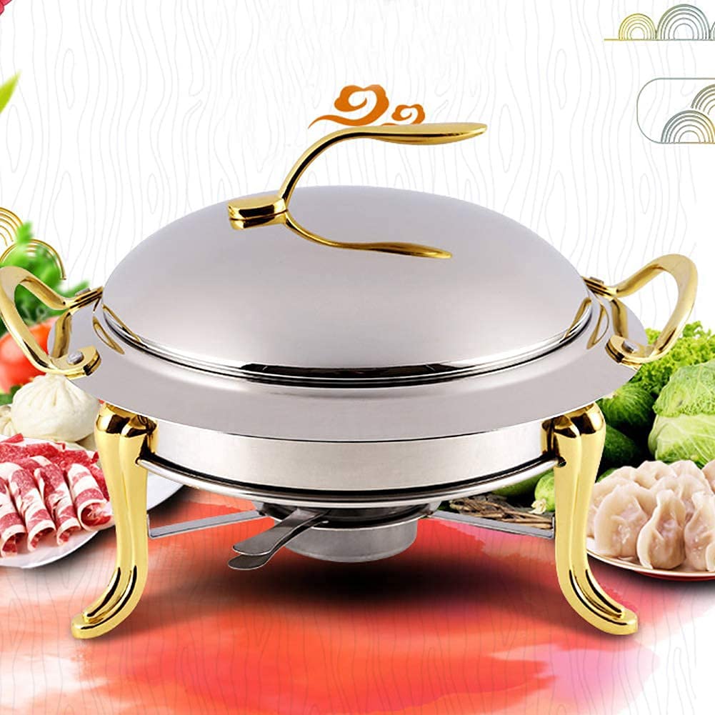 FENOKD Chafing Dish Set of 2, Stainless Steel Round Buffet Chafer for Catering, Party, Wedding, Dinner Serving with Pans and Fuel Holders, Full Size,B.C
