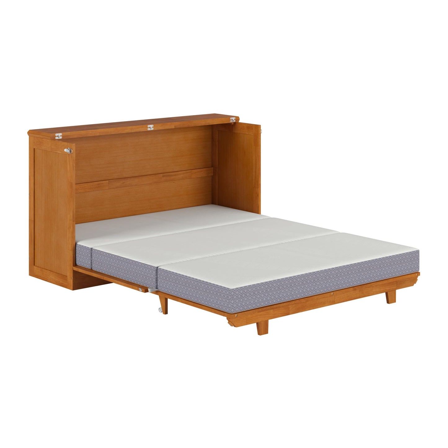 AFI, Charleston Queen Wood Murphy Bed Chest with 6" Mattress, Light Toffee