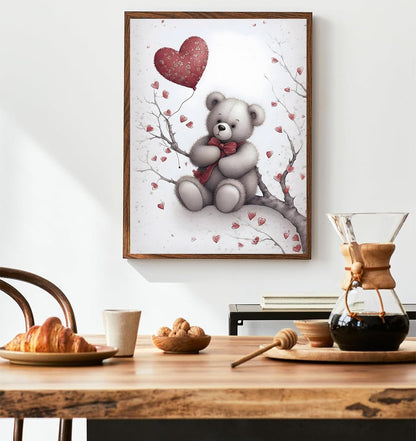 UPABLUNSO Teddy Bear with Heart Diamond Painting Kits for and Adults Beginners 5D Cute Diamond Art Kits DIY Paint with Diamonds Kit for Valentine's Day or Room Decor 12x16 inch