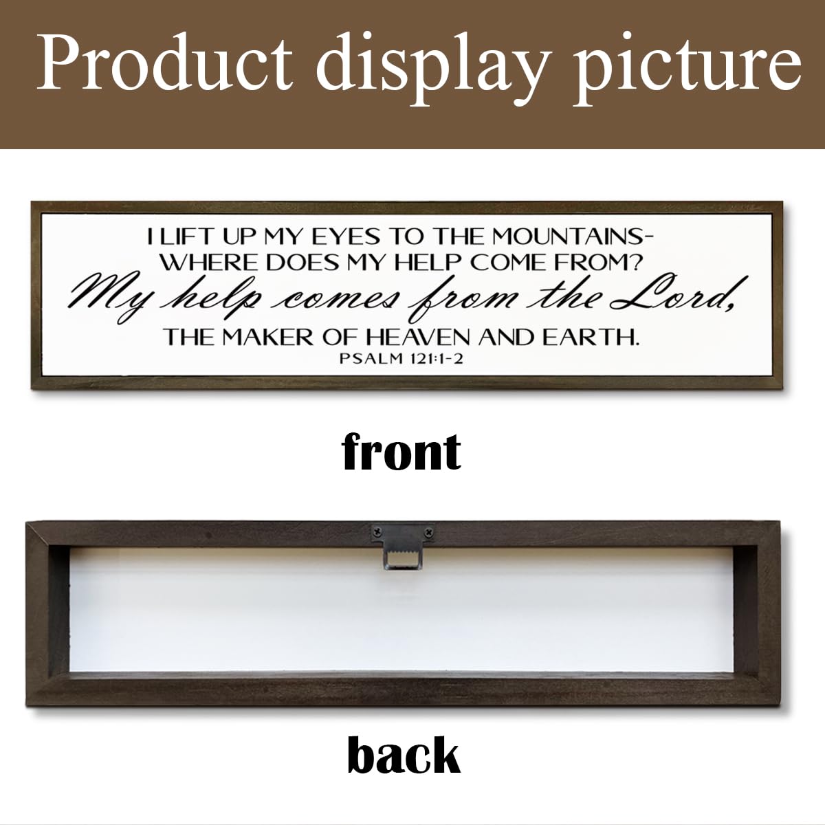Christian Wood Sign, Motivational Christian Wall Art, Home Decor for Table Shelf, Farmhouse Wood Decoration, Psalm 121:1-2 Sign, I Life Up My Eyes to the Mountain Sign 17.8x4x1.2 inches