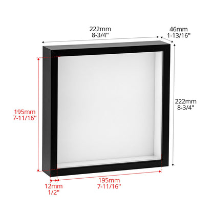 QWORK 8" x 8" Shadow Box Picture Frames, MDF Wood with Acrylic Front, 2 Pack Square Shadow Boxes Display Cases for Photos, Crafts, and Keepsakes