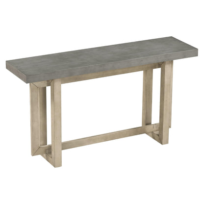Merax Wood Entryway Console Table, Modern Line Frame with Industrial Concrete Top, for Living Room/Hallway/Foyer, Grey