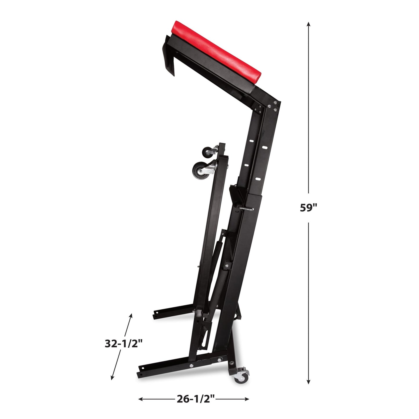 Performance Tool W85038 High Top Adjustable Creeper to Work On Vehicles, Black/Red, 45-66-inch Height