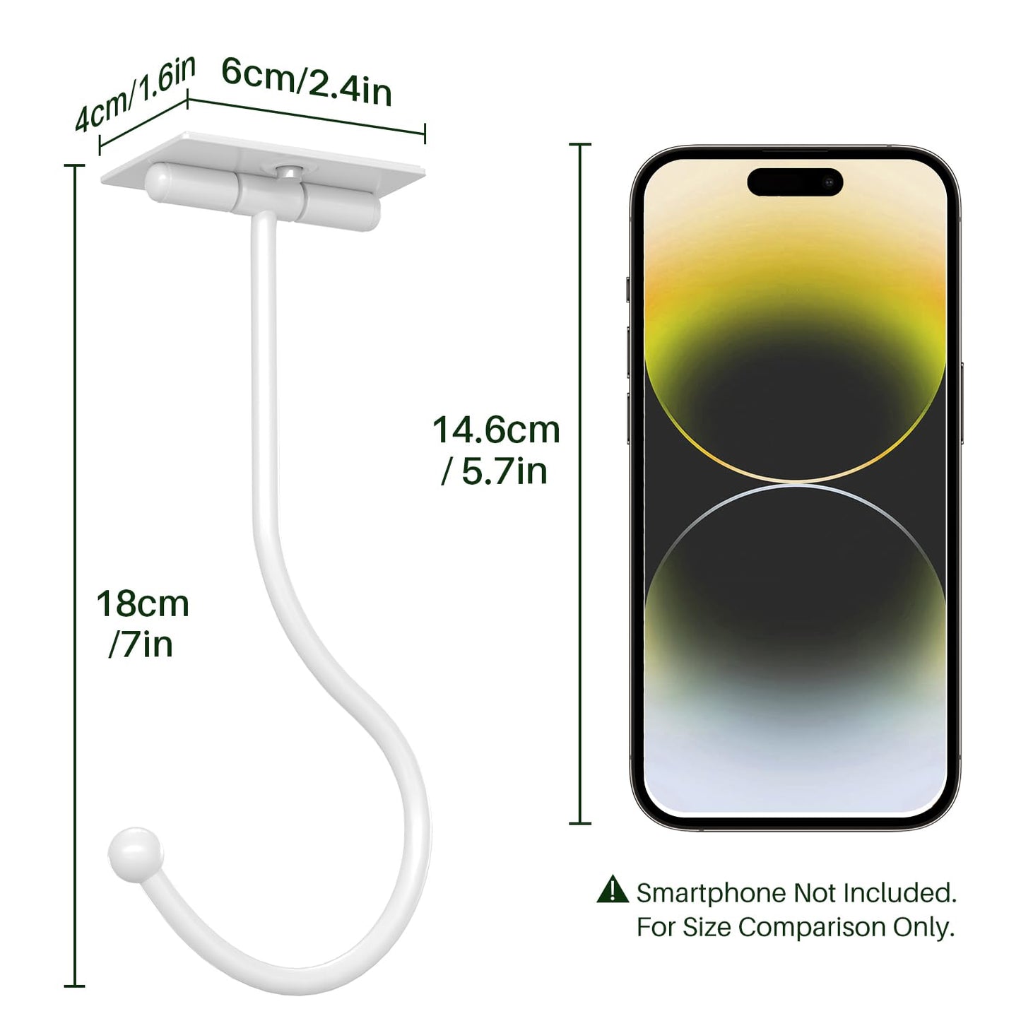 Josmimic Modern Banana Hanger Hook Under Cabinet: Adhesive Banana Holder, Foldable with Magnets When Not in Use, Under Counter Banana Hook, Stainless, Hold 13 LB, White, 2 Pack