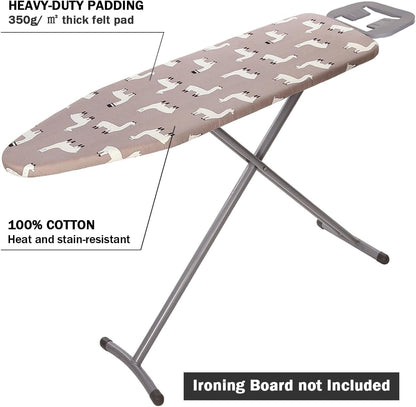 Ironing Board Cover and Pad Standard Size 15" x 54", Cotton Cover with Scorch Resistant Thick Padding (Alpaca)