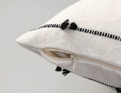 14 28 Inch 1 Pack NUYECY Boho Long Lumbar Pillow Covers x Black, Classic Striped Pattern Cotton Decorative Pillow Cover