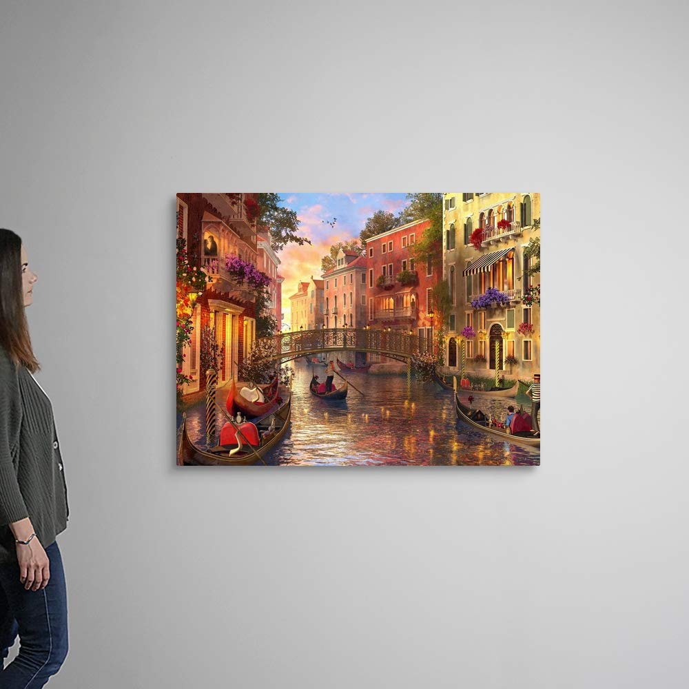CANVAS ON DEMAND Sunset in Venice Canvas Wall Art Print by Dominic Davison, Home Decor, Design Artwork, 48"x36"
