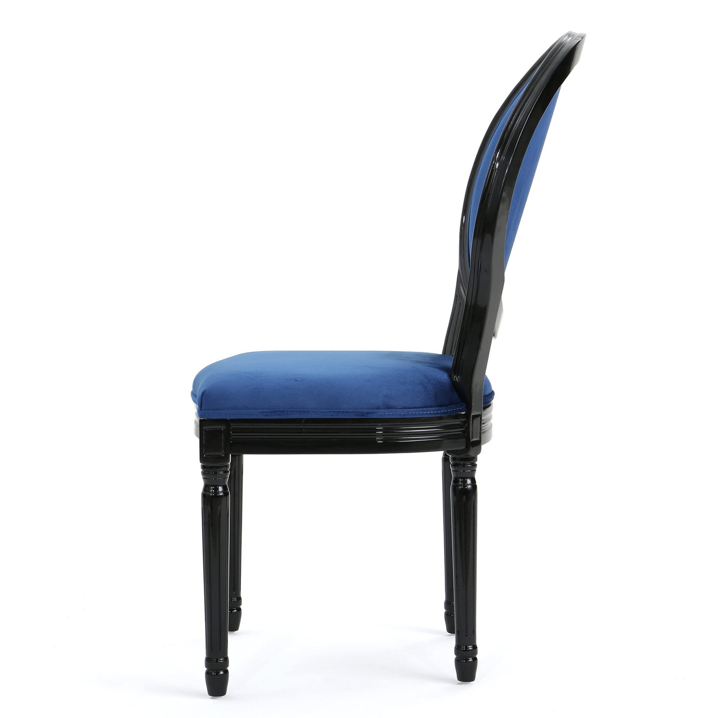 Christopher Knight Home Camille Traditional Velvet Dining Chairs, 2-Pcs Set, Navy Blue / Gloss Black