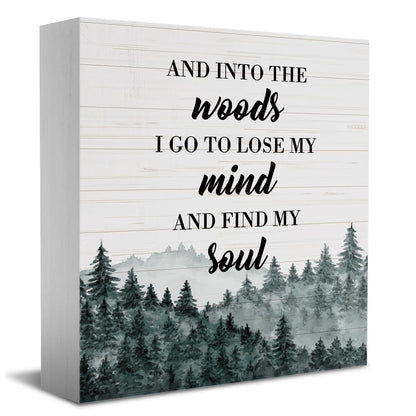 Funny 'Into The Woods I Go To Lose My Mind' Wooden Plaque Box Sign for Home & Table Decor - Camper Accessories
