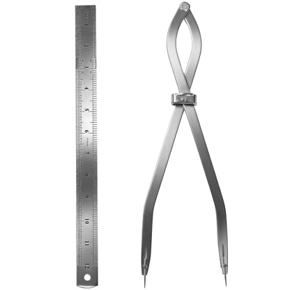 Radius Divider Tool 20" in with Bonus 12" Stainless Steel Ruler, Heavy Duty Wing Divider Scriber Marking Tool for Metalworking & Woodworking - Upgraded Lock Nut Design with Replaceable Sharp Points