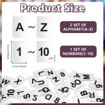 OLYCRAFT 62Pcs Bottle Service Sign Replacement Cards Bottle Presenter Cards Acrylic Sign Replacement Card Acrylic Letter Card VIP Sign with Letters A-Z Numbers 1-10 for LED Marquee Party Club Bar Decor